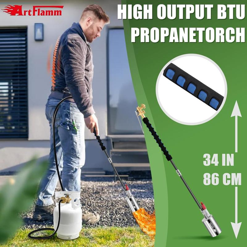 NEW Propane Torch Weed Burner Kit, Weed Torch Blow Torch with 10FT Hose, Heavy Duty Garden Torch with Turbo Trigger for Flame Weeding,Roofing, Melting Ice Snow