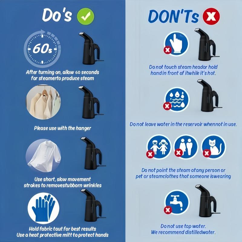 Portable Handheld Fast Heating Garment Steamer, Household 120Ml Water Tank Ironing Machine for Travel & Home Use