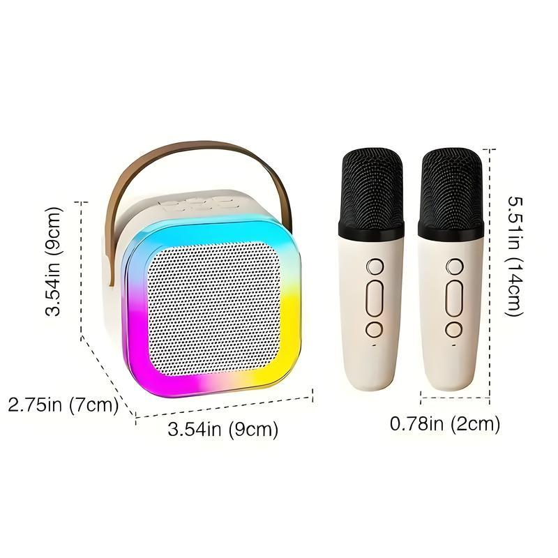Fall Portable Wireless Karaoke Speaker with 2 Wireless Microphone, HIFI Stereo Sound Subwoofers, KTV Speaker Subwoofer with RGB Colorful LED Lights,Usb Speaker
