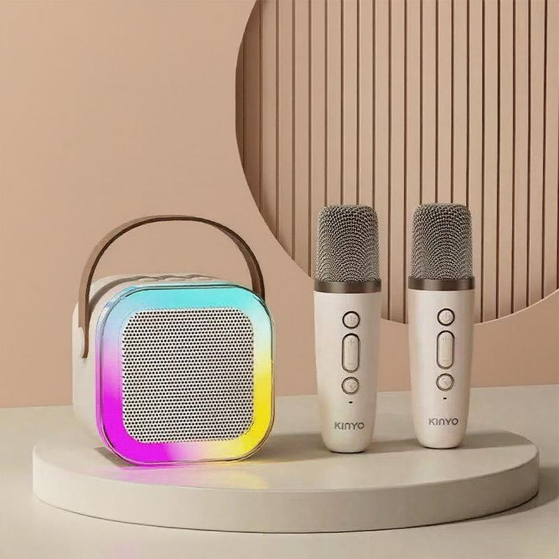 Fall Portable Wireless Karaoke Speaker with 2 Wireless Microphone, HIFI Stereo Sound Subwoofers, KTV Speaker Subwoofer with RGB Colorful LED Lights,Usb Speaker