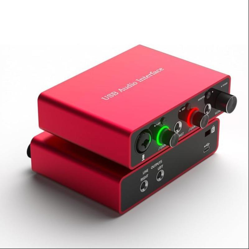 USB Audio Interface, 48V Phantom-Power 24Bit/192Khz Audio Interface, Noiseless XLR Audio Interface for Recording, Podcasting and Streaming