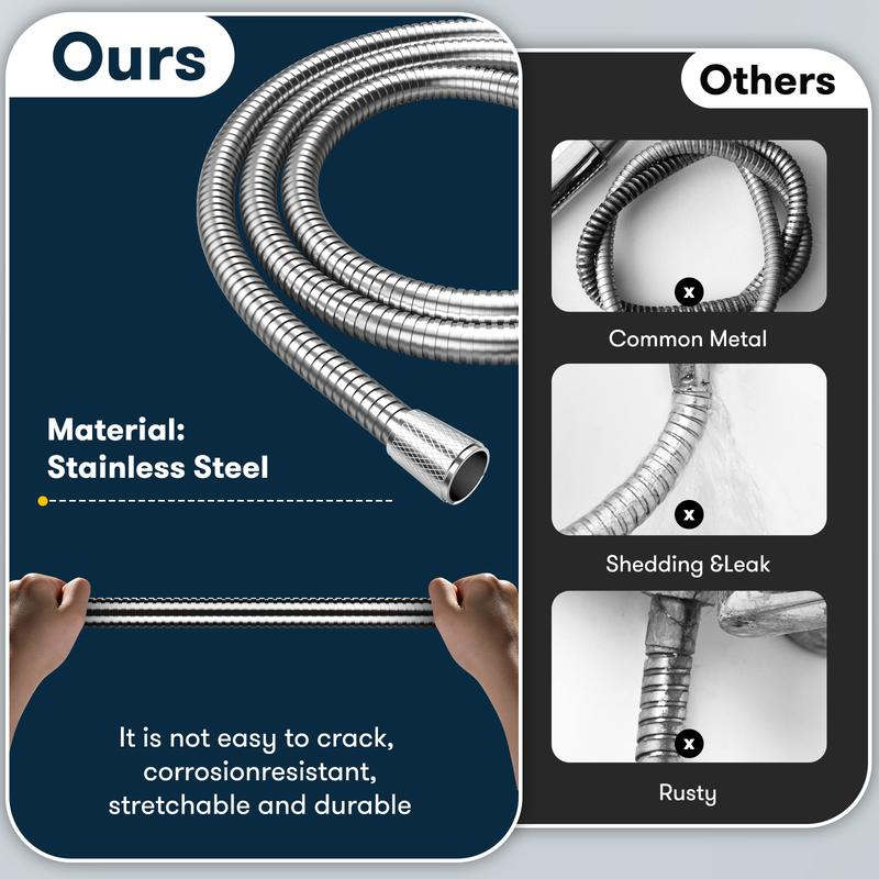 ROLAKUL Handheld Showerhead-High Pressure Shower Head – Anti-Clog Nozzles, Built-In Power Wash to Clean Tub, Tile & Pets, Extra Long 6 Ft. Stainless Steel Hose, Wall & Overhead Brackets- 3 Spray Modes, Adjustable Angle Shower Head with Hose