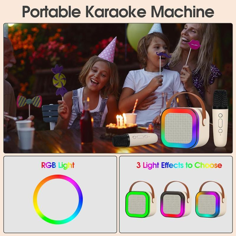 Fall Portable Wireless Karaoke Speaker with 2 Wireless Microphone, HIFI Stereo Sound Subwoofers, KTV Speaker Subwoofer with RGB Colorful LED Lights,Usb Speaker