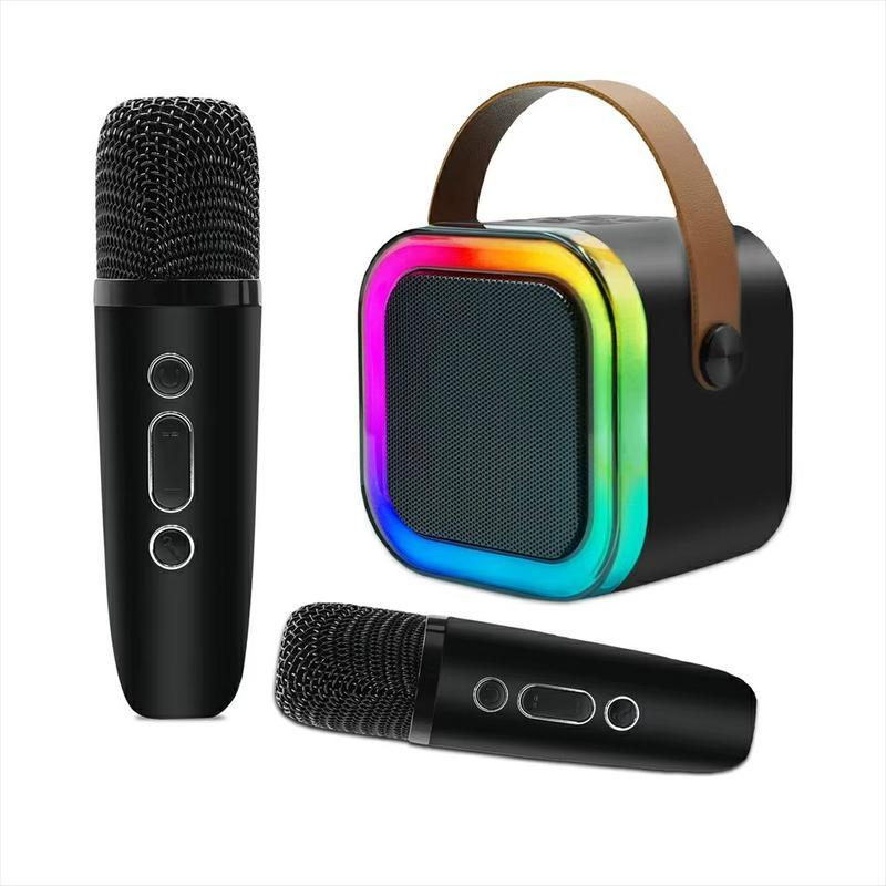 Fall Portable Wireless Karaoke Speaker with 2 Wireless Microphone, HIFI Stereo Sound Subwoofers, KTV Speaker Subwoofer with RGB Colorful LED Lights,Usb Speaker