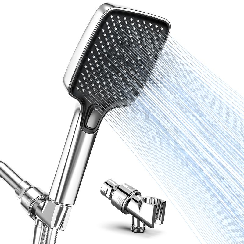 ROLAKUL Handheld Showerhead-High Pressure Shower Head – Anti-Clog Nozzles, Built-In Power Wash to Clean Tub, Tile & Pets, Extra Long 6 Ft. Stainless Steel Hose, Wall & Overhead Brackets- 3 Spray Modes, Adjustable Angle Shower Head with Hose