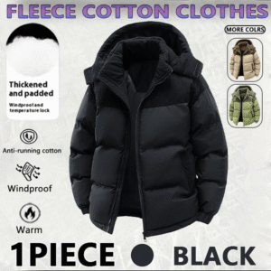 Winter Hooded Casual Fleece-Lined Men'S Coat,Removable Hood,Warm Color-Blocked Cotton Jacketcouples' Style Winter Cotton Coat, Outerwear Top.