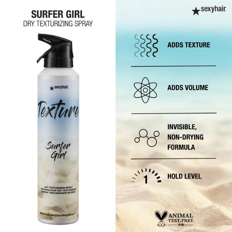 Sexyhair Texture Surfer Girl Dry Texturizing Spray | Buildable Texture & Volume | Style Memory & Low Hold | Lightweight, Invisible Formula | Coconut Scent | 6.8 Oz - Image 2